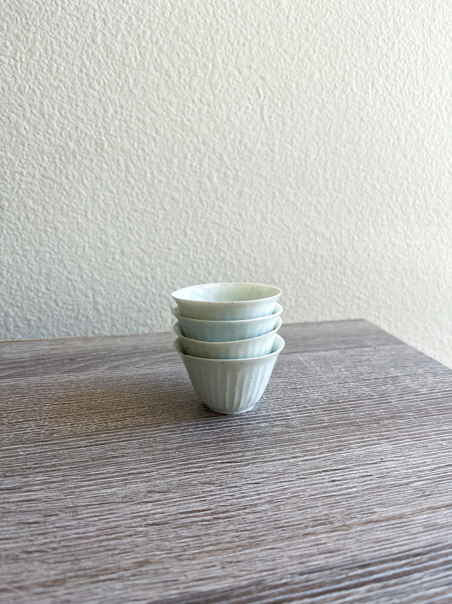 Handcrafted Porcelain Chinese Teacup Set (wood ash glaze)
