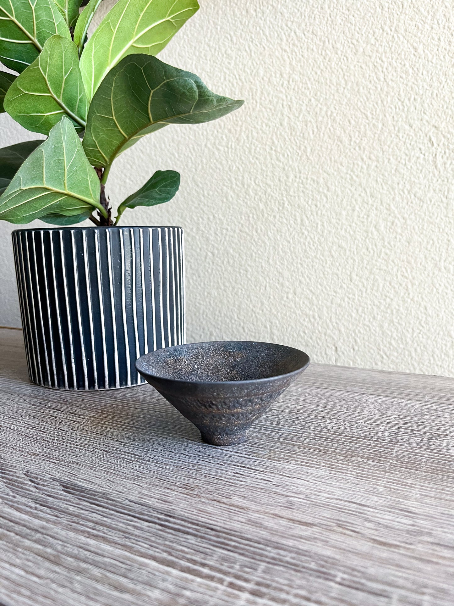 Handcrafted Woodfired Rough Clay Wabi Sabi Teacup (black)