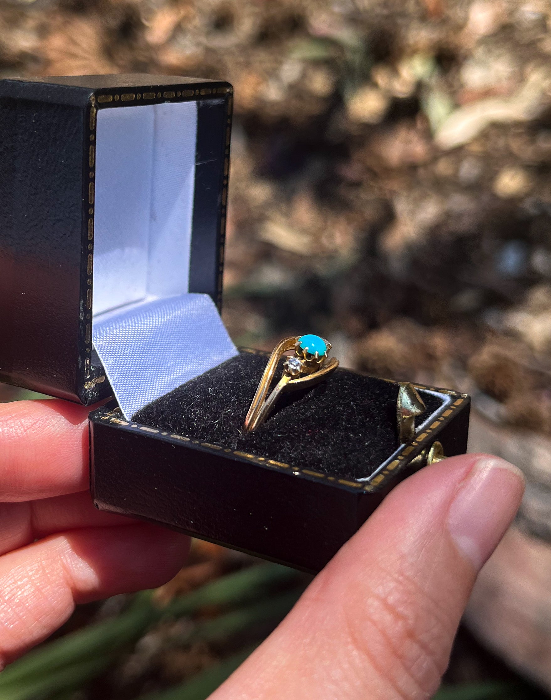 Antique Victorian Turquoise & Diamonds 18k Gold Ring (UK 1880s) US size 6 (Art Nouveau style) with old mine cut diamonds, anniversary gift, engagement ring, wedding gift, graduation gift, unique gift
