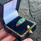 Antique Victorian Turquoise Diamonds 18k Gold Ring (UK 1880s) old mine cut diamonds (US size 5.75) Art Nouveau style, sustainable jewelry