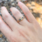 Antique Edwardian Sapphire Diamonds 18k Gold Ring (UK 1906) boat ring (US size 7.5) antique gypsy ring, Art Nouveau style, sustainable jewelry