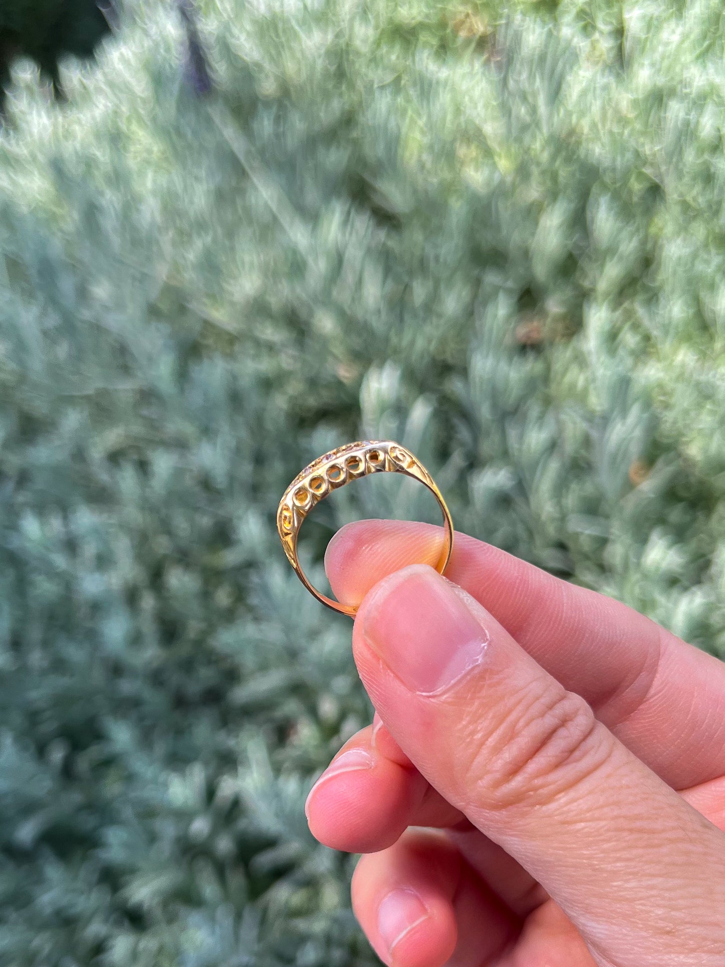 Antique Edwardian Diamond Boat Ring (UK 1915) US size 5.75 (old European cut diamonds in 18ct gold) Chester stamp, maker mark E.J.R, engagement ring, wedding gift, antique jewelry, collectable ring, 18ct gold ring