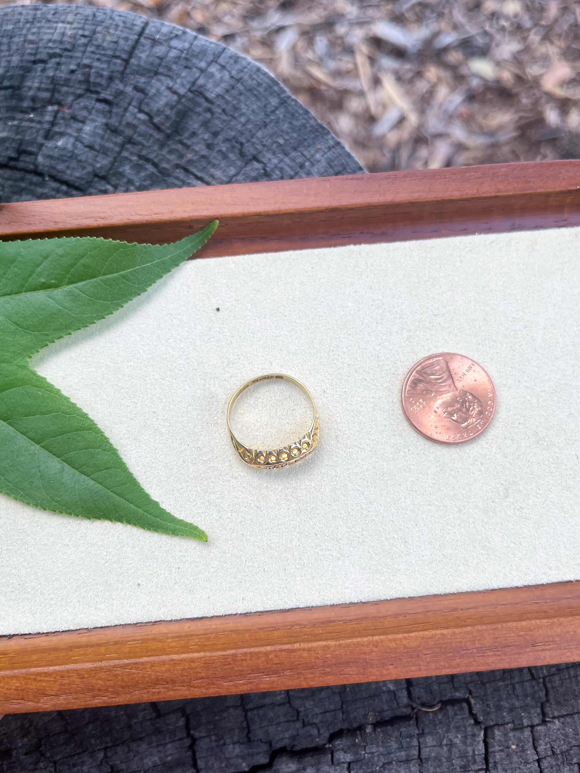 Antique Edwardian Diamond Boat Ring (UK 1915) US size 5.75 (old European cut diamonds in 18ct gold) Chester stamp, maker mark E.J.R, engagement ring, wedding gift, antique jewelry, collectable ring, 18ct gold ring