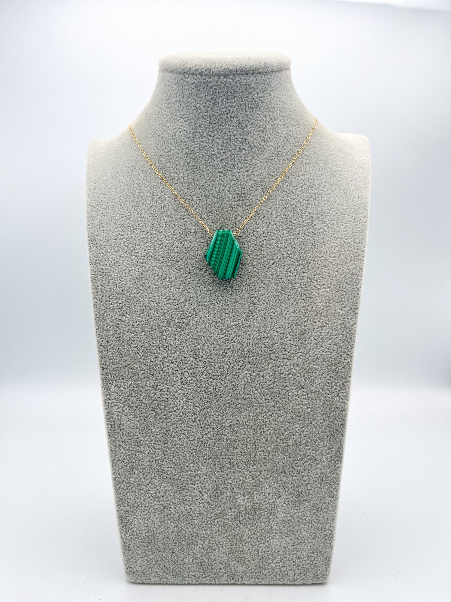 natural malachite gold filled necklace