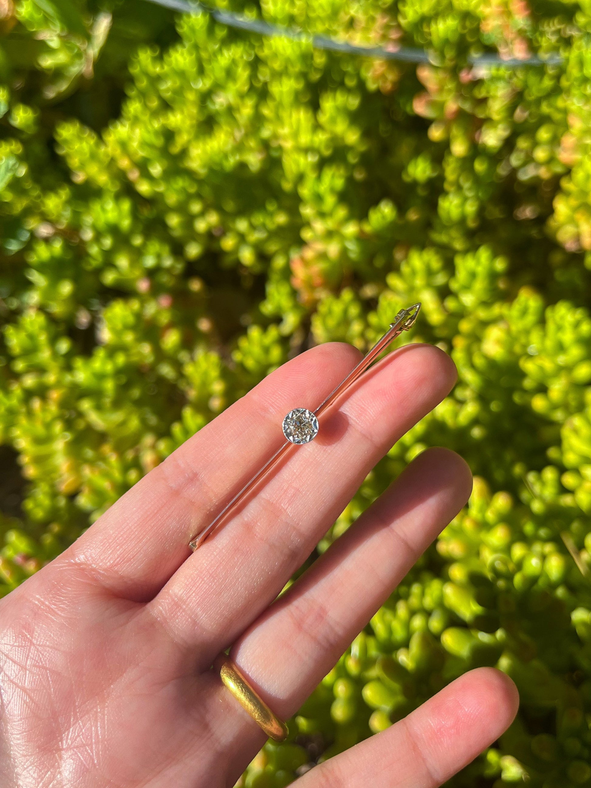 Antique Art Deco Diamond White/Yellow Gold Brooch (1930s, UK) sustainable jewelry (high-carat gold), anniversary gift, unique gift, diamond brooch, transitional cut diamond, old cut diamond