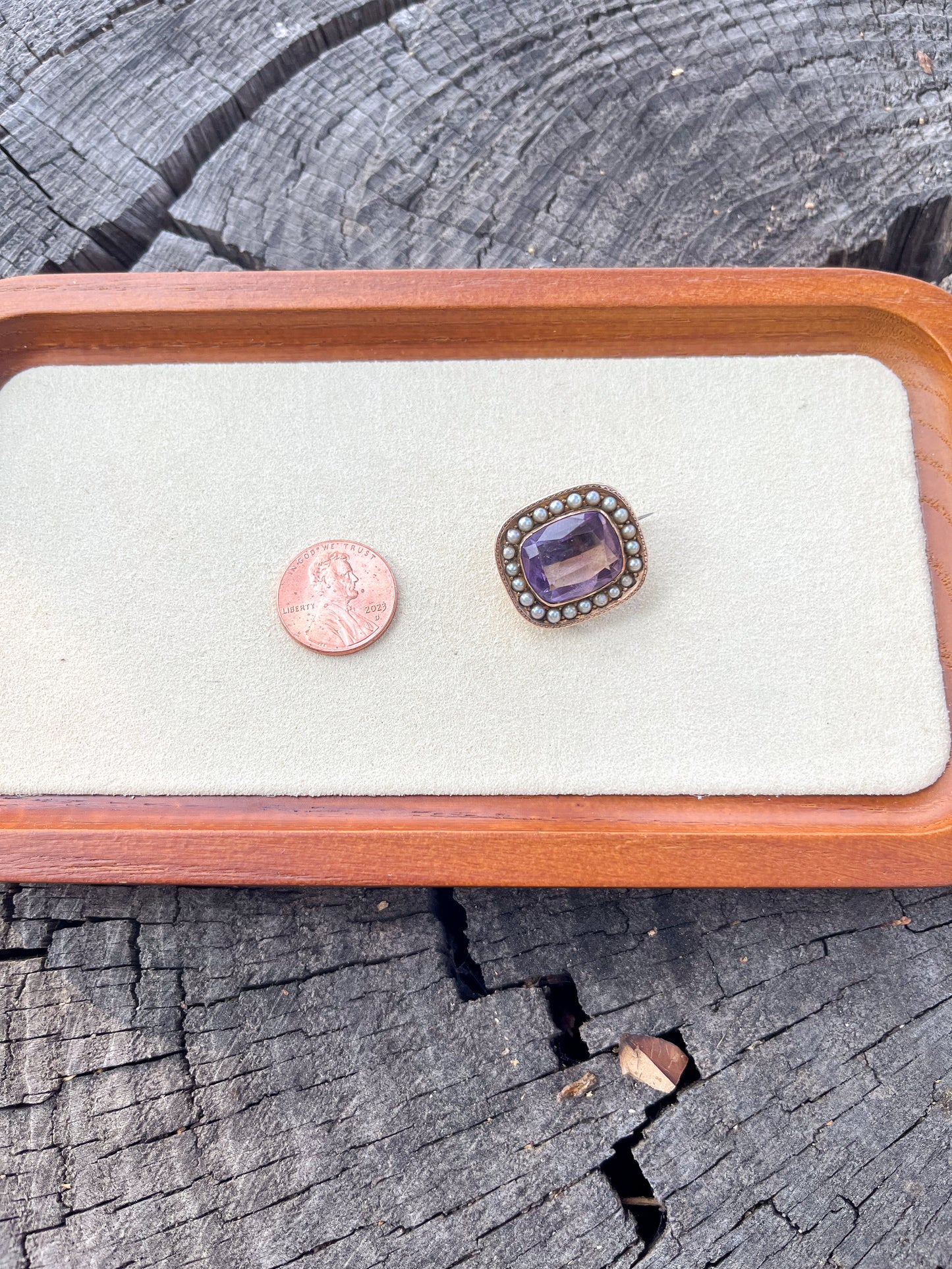 Antique Victorian Amethyst Seed Pearl Rose Gold Brooch (1880s UK) 9k gold (sustainable jewelry) antique jewelry, collectible jewelry, unique gift, gift for her, anniversary gift, witchy, gift idea, Siberian Amethyst, wild seed pearls