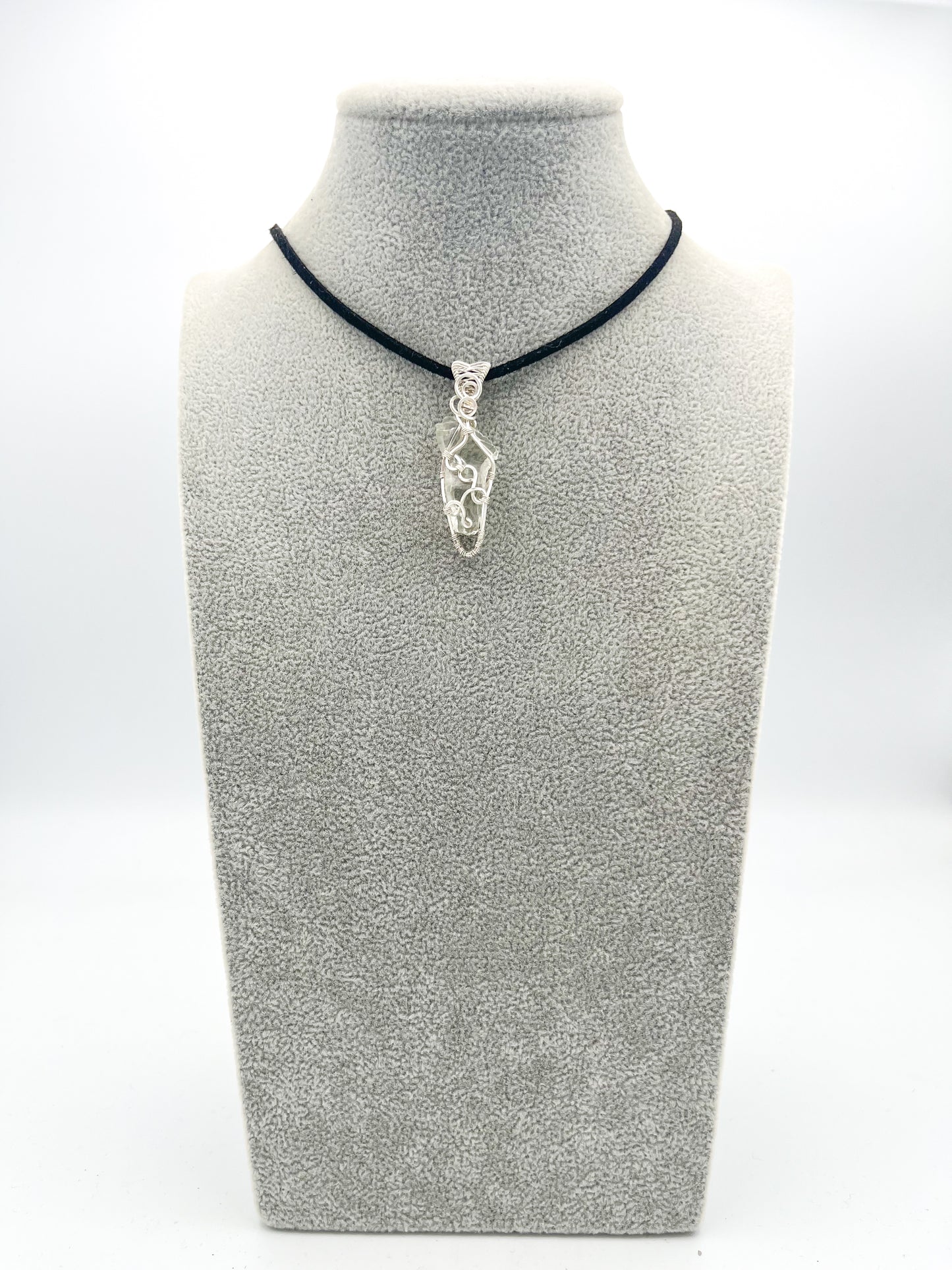 Genuine clear andara crystal silver pendant