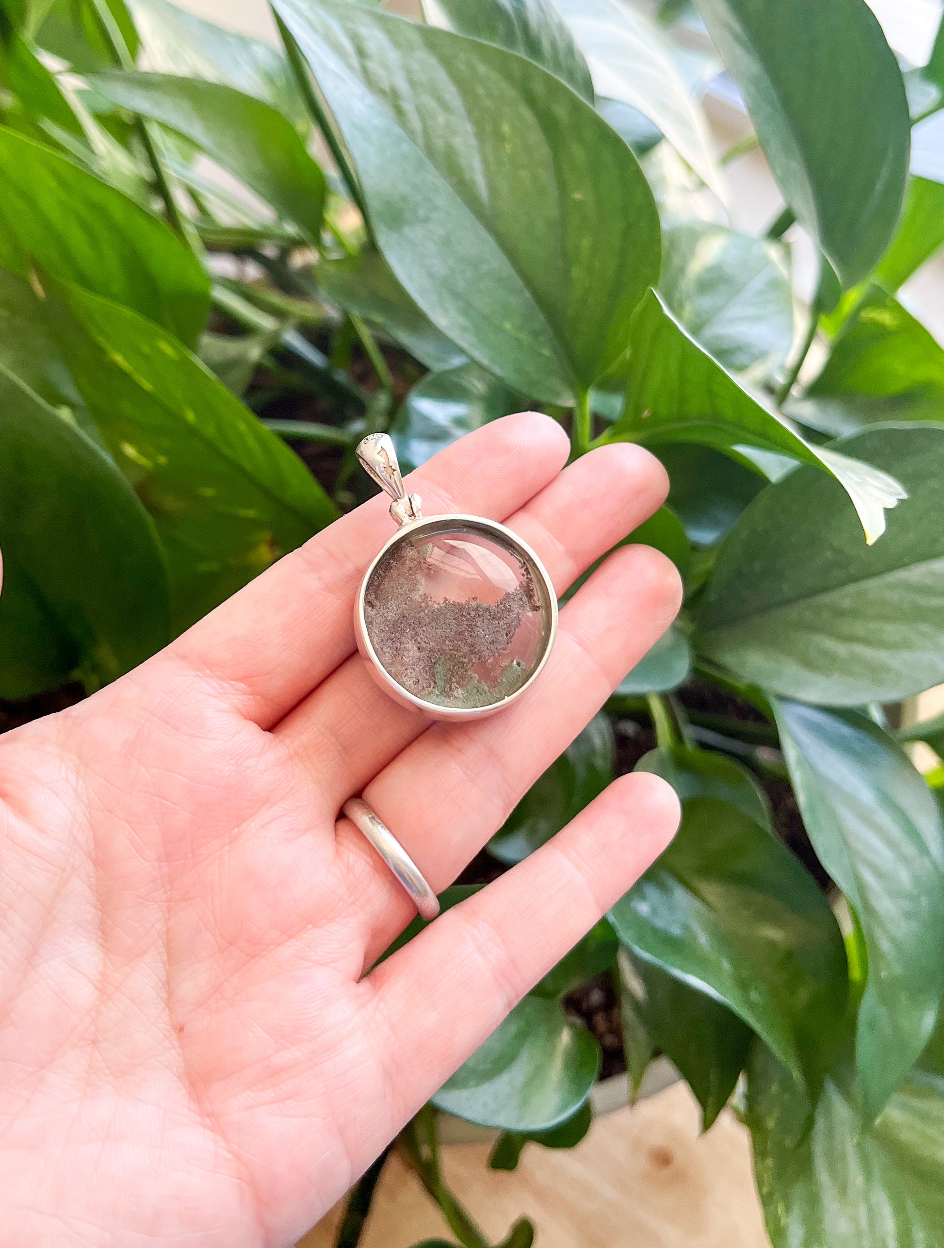 Lodolite (Garden Quartz) Silver Pendant, statement jewelry, handmade gift
