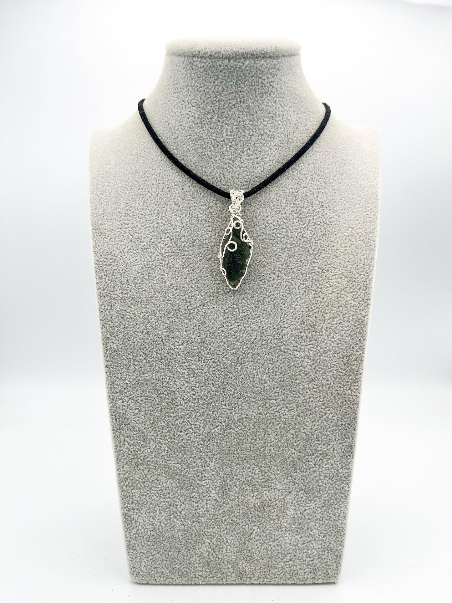 genuine grade A moldavite silver handmade pendant, wire wrapped jewelry, handmade gift