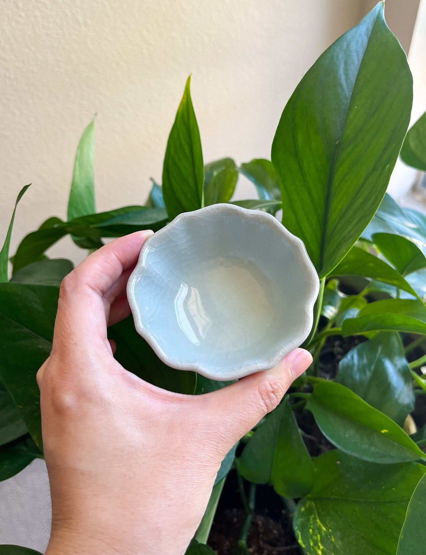 Handcrafted Light-green Agate-glazed Ceramic Teacup (Ru Yao)