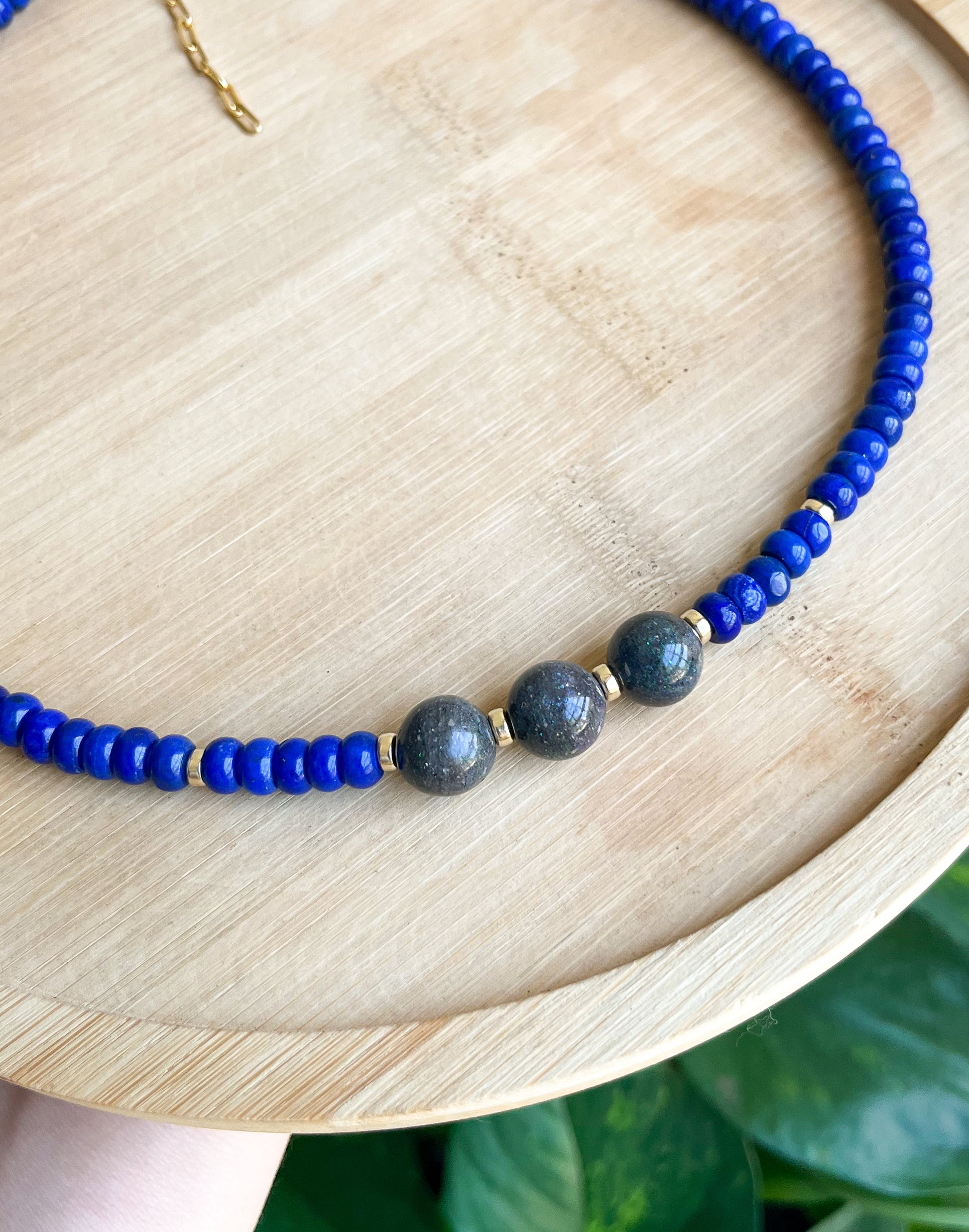 Lapis Lazuli & Boulder Opal gold filled statement Necklace, handmade gift for her, Reiki crystals, graduation gift