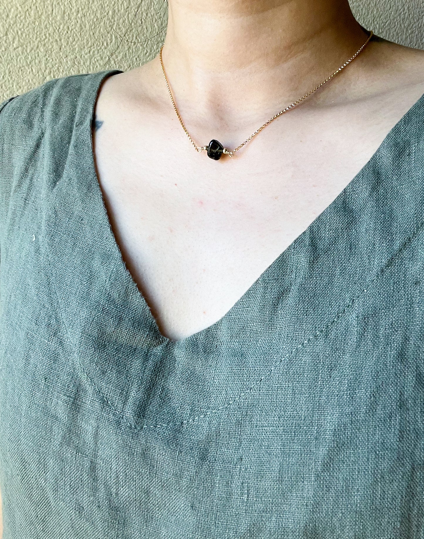 Minimalist Genuine Moldavite GF Choker Necklace (choose your own)