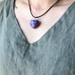natural charoite pendant, heart shape crystal, handmade gift for her