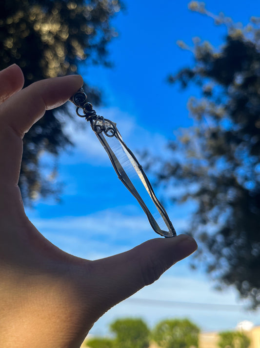 unique Lemurian seed crystal quartz silver pendant, handmade gift, statement jewelry, Reiki crystal, chakra balance