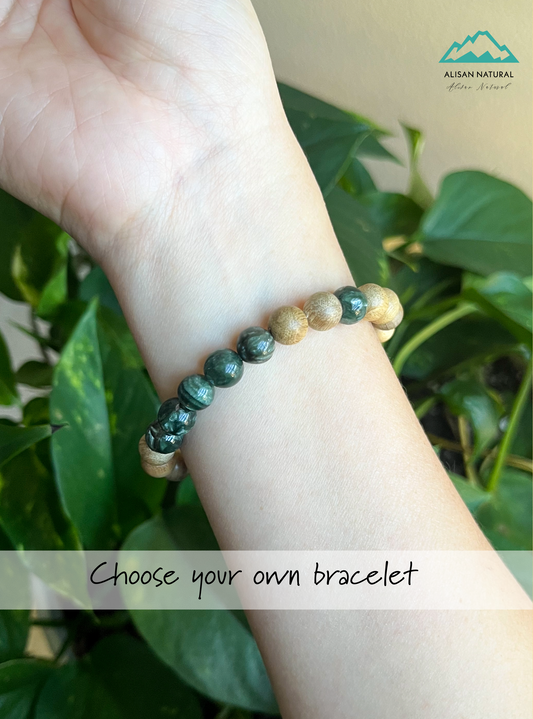Natural Sandalwood & Baltic Amber Bracelet 7 inch (choose your own) handmade gift for her