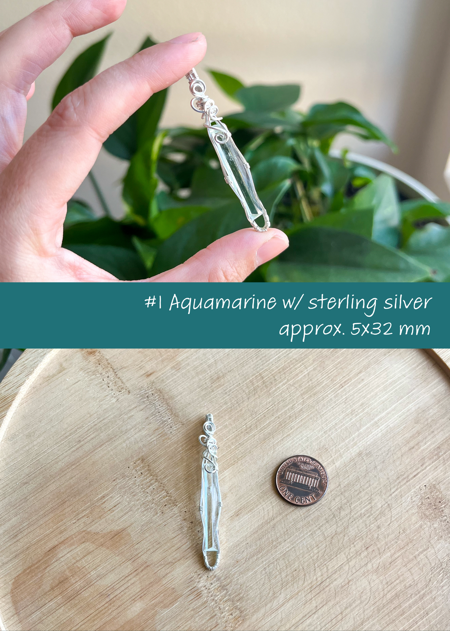 Natural Aquamarine Silver Pendant (choose your own)