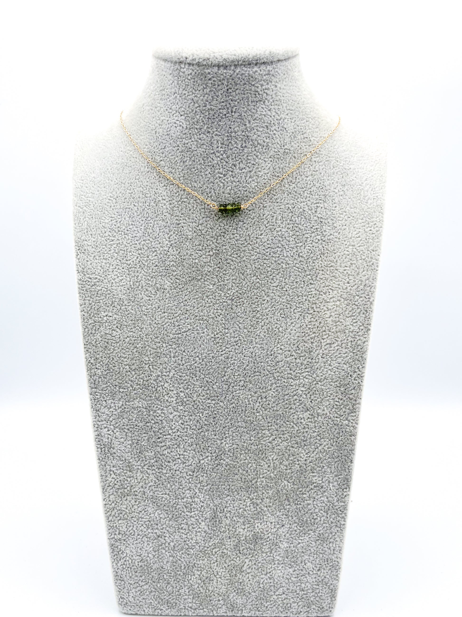 Minimalist Genuine Moldavite Gold-Filled Choker Necklace, wire wrapped jewelry, handmade gift