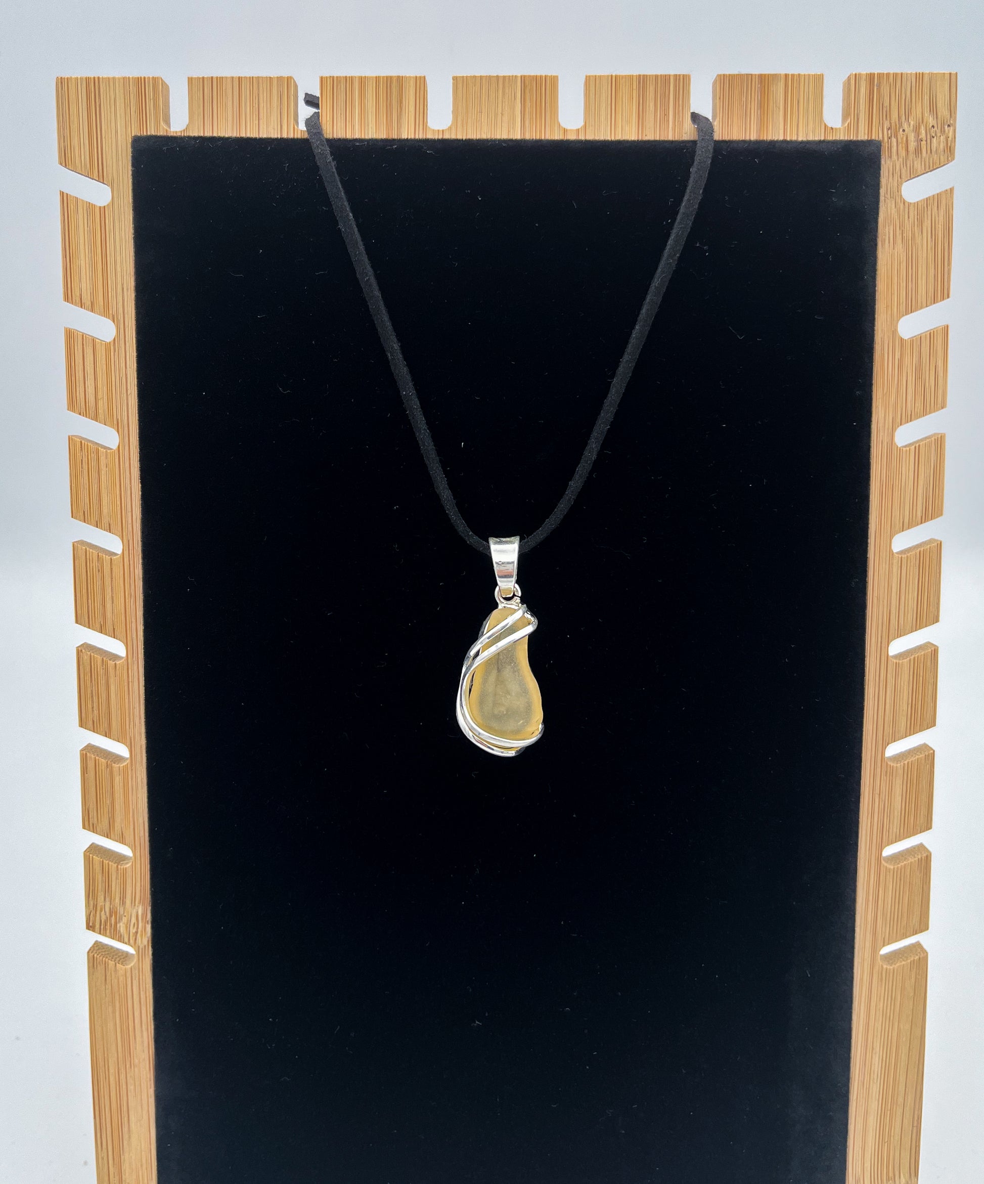 Genuine Libyan Desert Glass Silver Pendant, wire wrapped jewelry, handmade gift